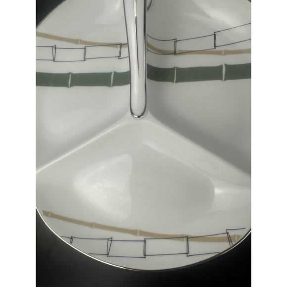 Vintage Noritake China Green divided serving dish, 3 Section Tray MCM - Picture 3 of 9